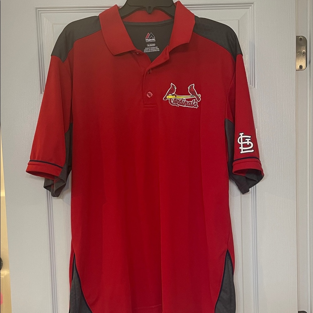 Majestic Red and Gray Men's Polo Shirt
